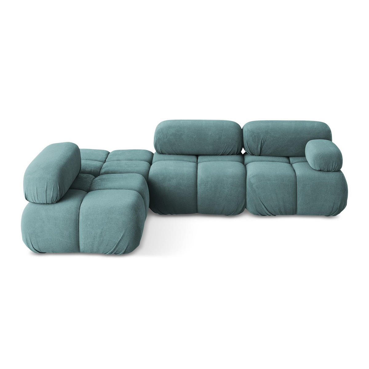 ECKSOFA Links Chenille Stoff Blau - Blau/Beige, Kunststoff/Textil (190/285cm) - LaMiaSofa