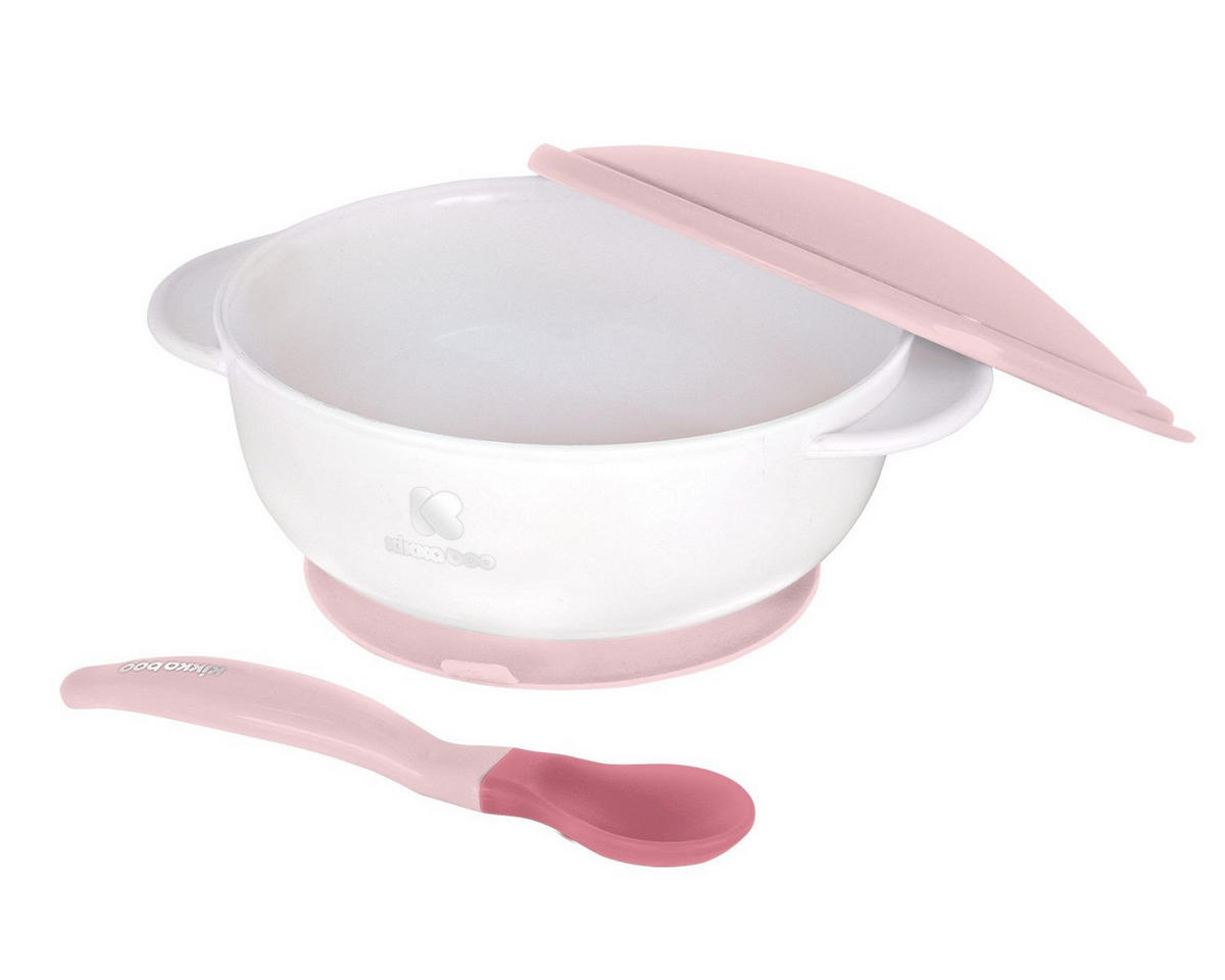 KINDERSCHÜSSEL Essschüssel 250 ml rosa Deckel, ab 4 Monaten, ab 4 Monate, leicht zu reinigen, für unterwegs - Rosa, Kunststoff (12/7/14cm) - Kikka boo