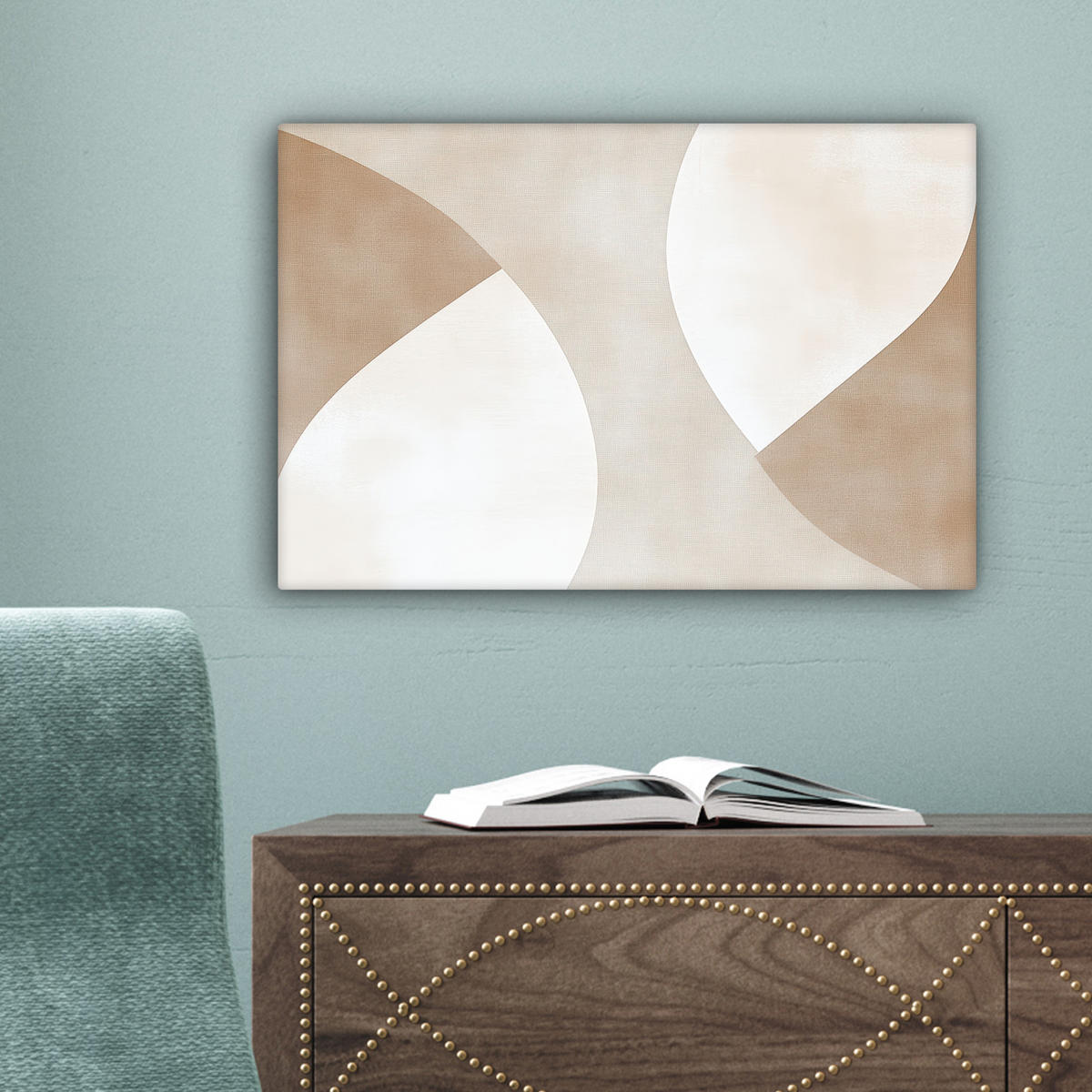 LEINWANDBILD Braun - Japandi - Abstrakt 30x20 cm - Sandfarben, Textil (30/20cm) - MuchoWow