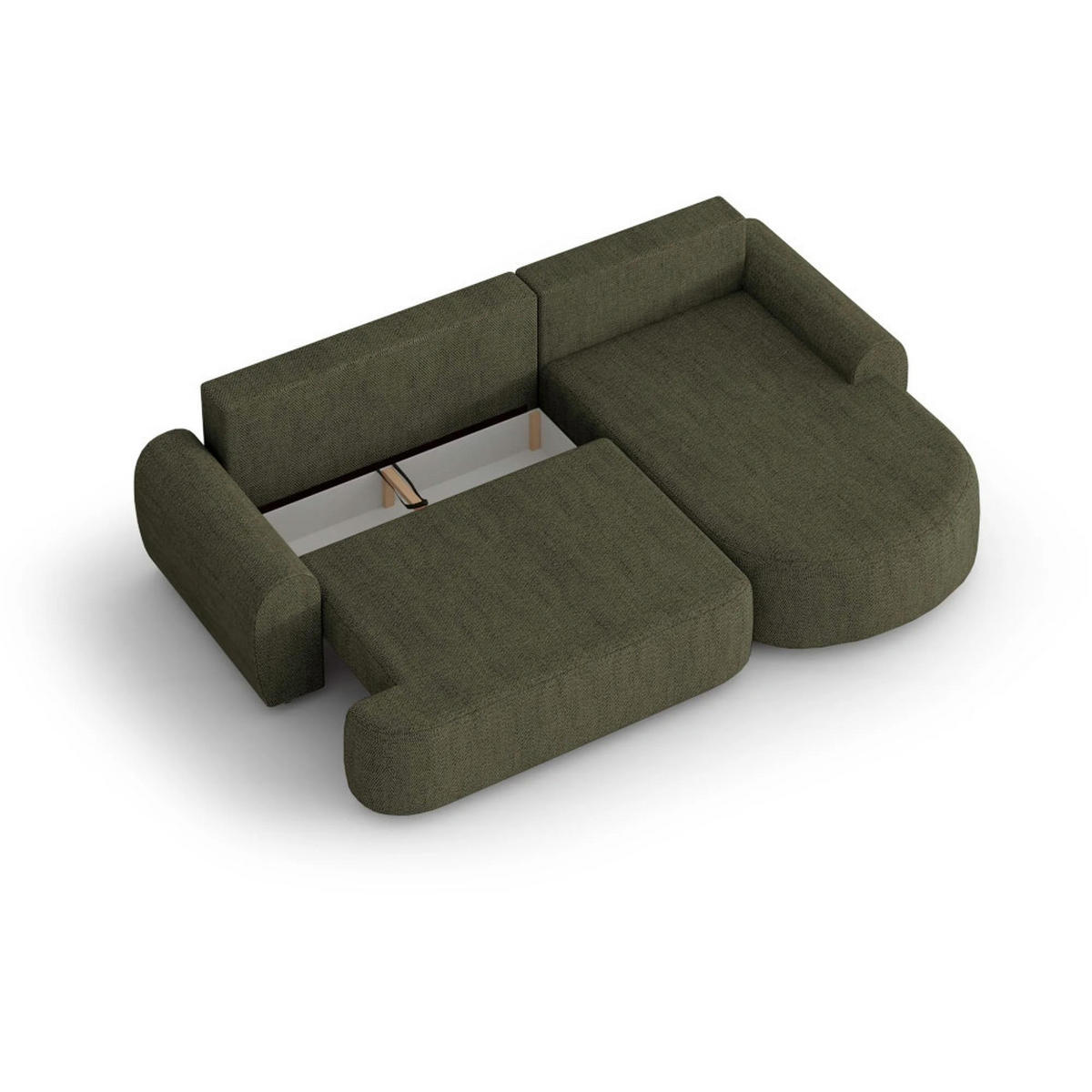 ECKSCHLAFSOFA Olivio L Olivgrün - Schwarz/Olivgrün, Kunststoff/Textil (266/170cm) - Beautysofa