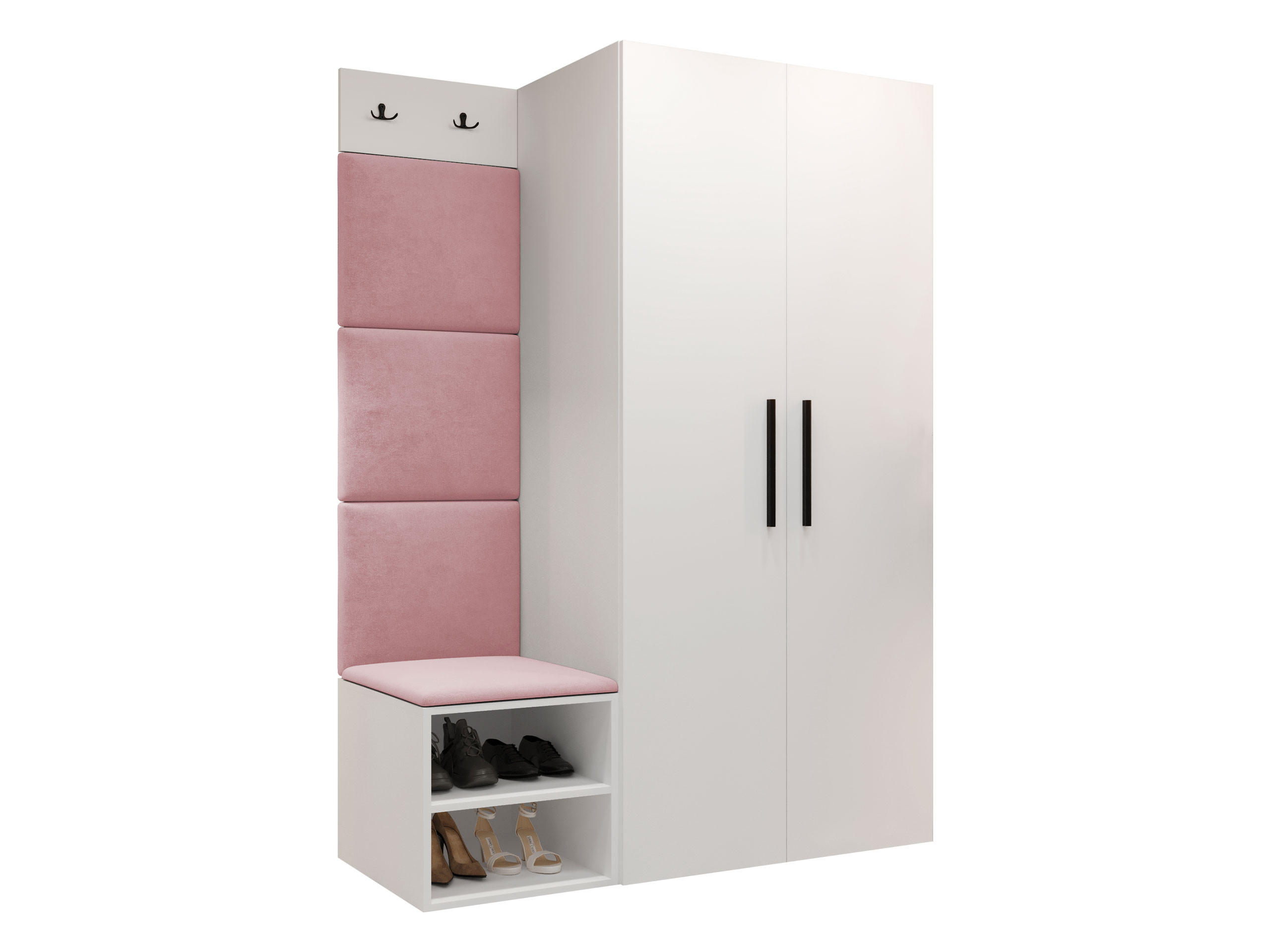 GARDEROBEN-SET Medi IV - Hellrosa/Schwarz, Holzwerkstoff/Kunststoff (80/191/50cm) - MIRJAN24