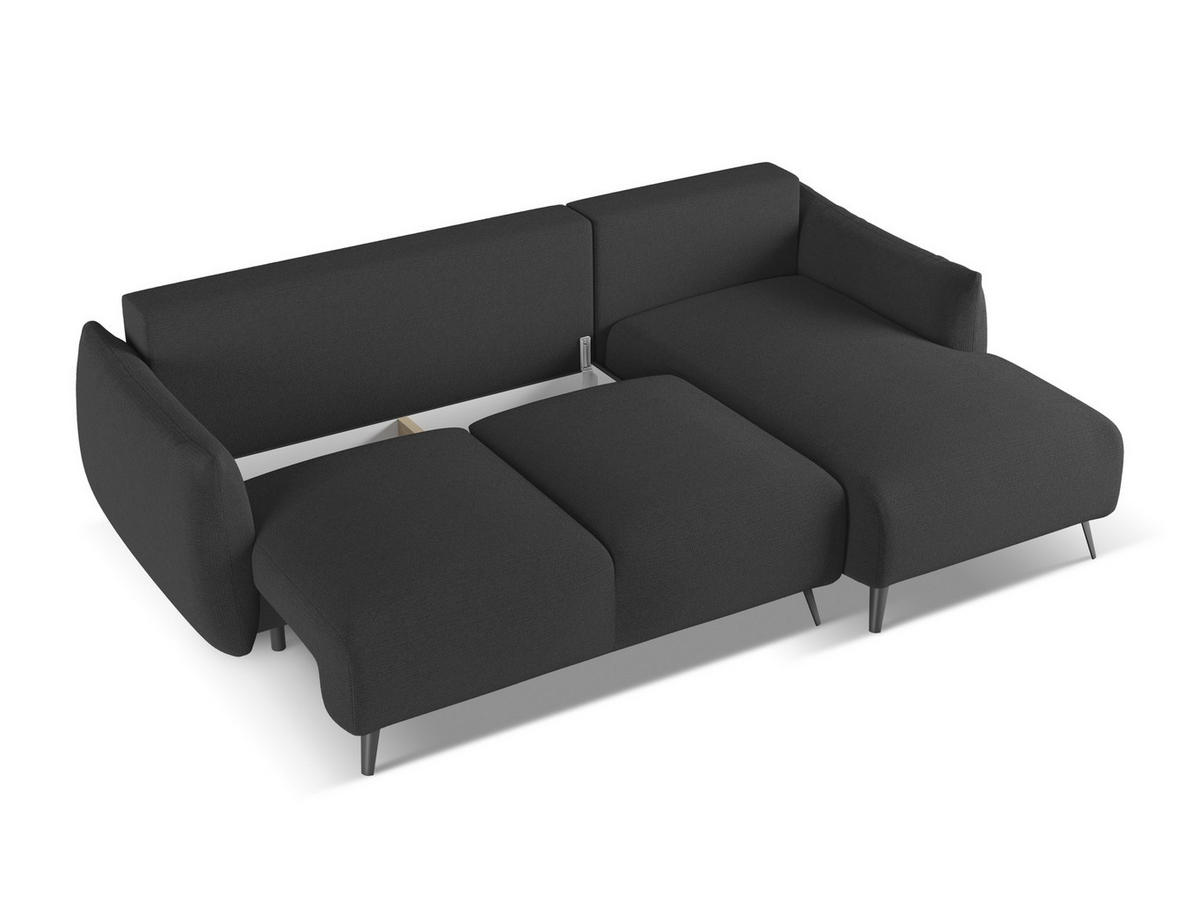ECKSOFA mit Schlaffunktion Chenille Stoff Schwarz - Anthrazit/Schwarz, Textil/Metall (242/162cm) - Makamii