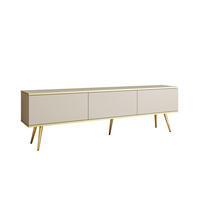 TV-LOWBOARD FORNO (Beige, Goldene Details, 3 Türen, goldene Metallfüße, 175 cm) - Gelb/Beige, Holz/Holzwerkstoff (175/53/32cm) - Ravio