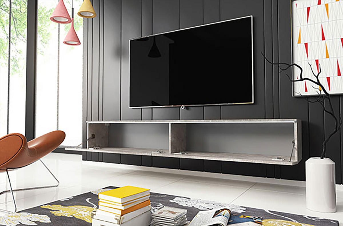 LOWBOARD D Beton 180 / 32 / 30 cm - Grau, Holz/Holzwerkstoff (180/30/32cm) - Feldmann-Wohnen