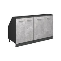 KUHINJSKI ORMAR ZA KOSINE KROVA R-Line Beton 140 cm Set od 2 korpusa ormara, dubina 60 cm - siva/antracit, drvni materijal (140/83.8/60cm) - Vicco