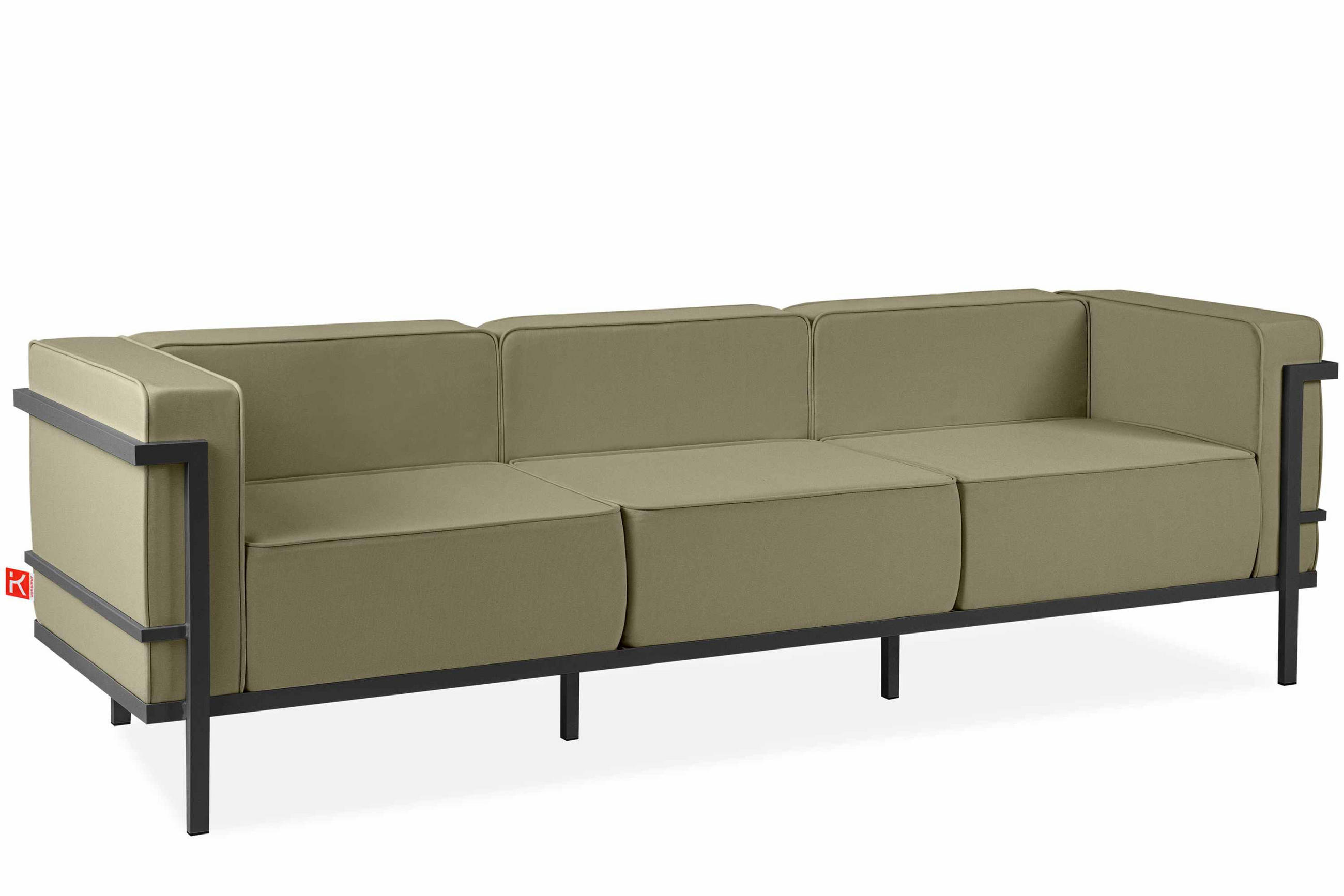 GARTENSOFA TRIGLO 3-Personen, Stahlrahmen, Modern, Dunkelgrau/Beige - Dunkelgrau/Beige, Textil/Metall (229/70/69cm) - KONSIMO®
