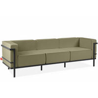 GARTENSOFA TRIGLO 3-Personen, Stahlrahmen, Modern, Dunkelgrau/Beige - Dunkelgrau/Beige, Textil/Metall (229/70/69cm) - KONSIMO®
