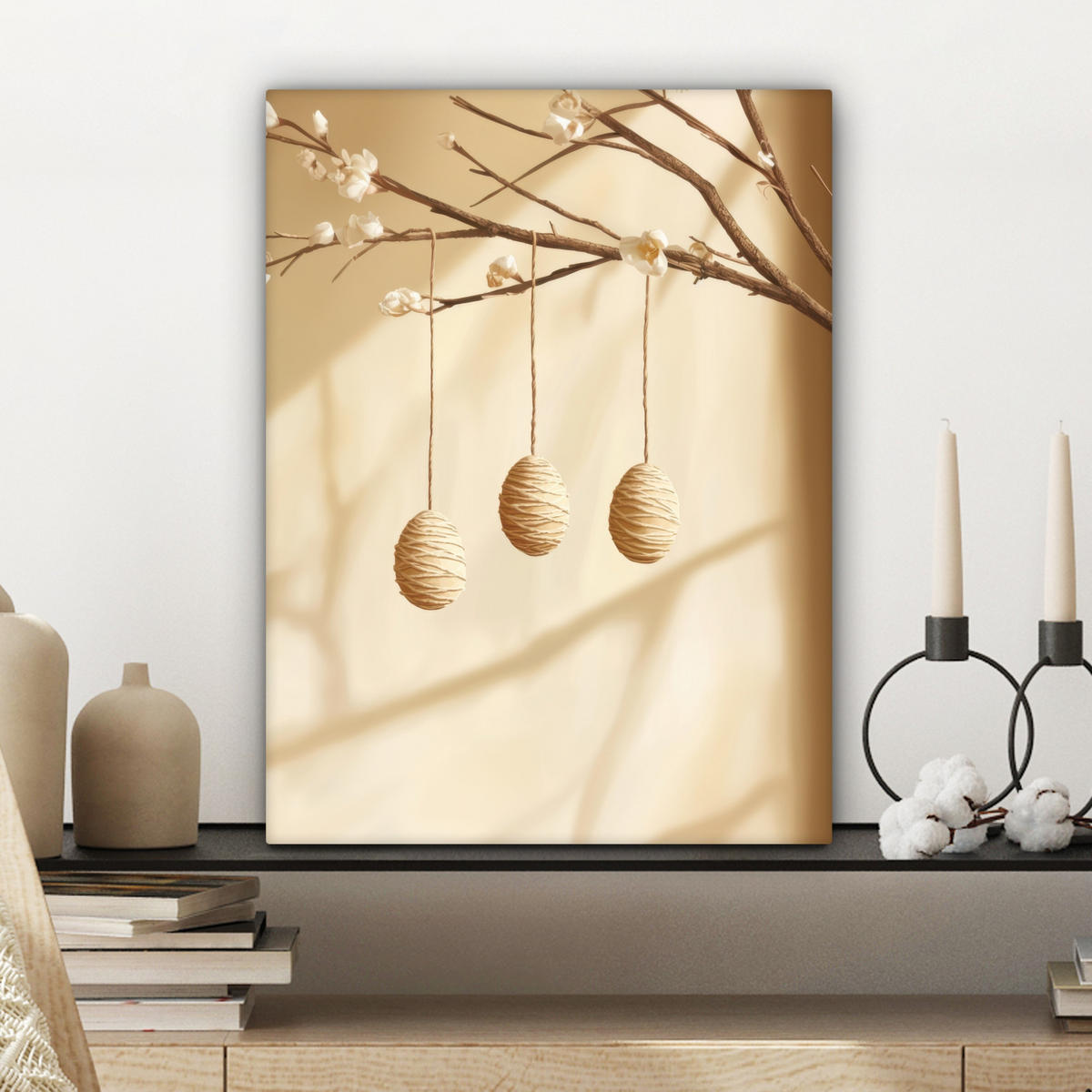 LEINWANDBILD Beige - Osterkuchen - Eier Room Decor 30x40 cm - Beige, Textil (30/40cm) - MuchoWow