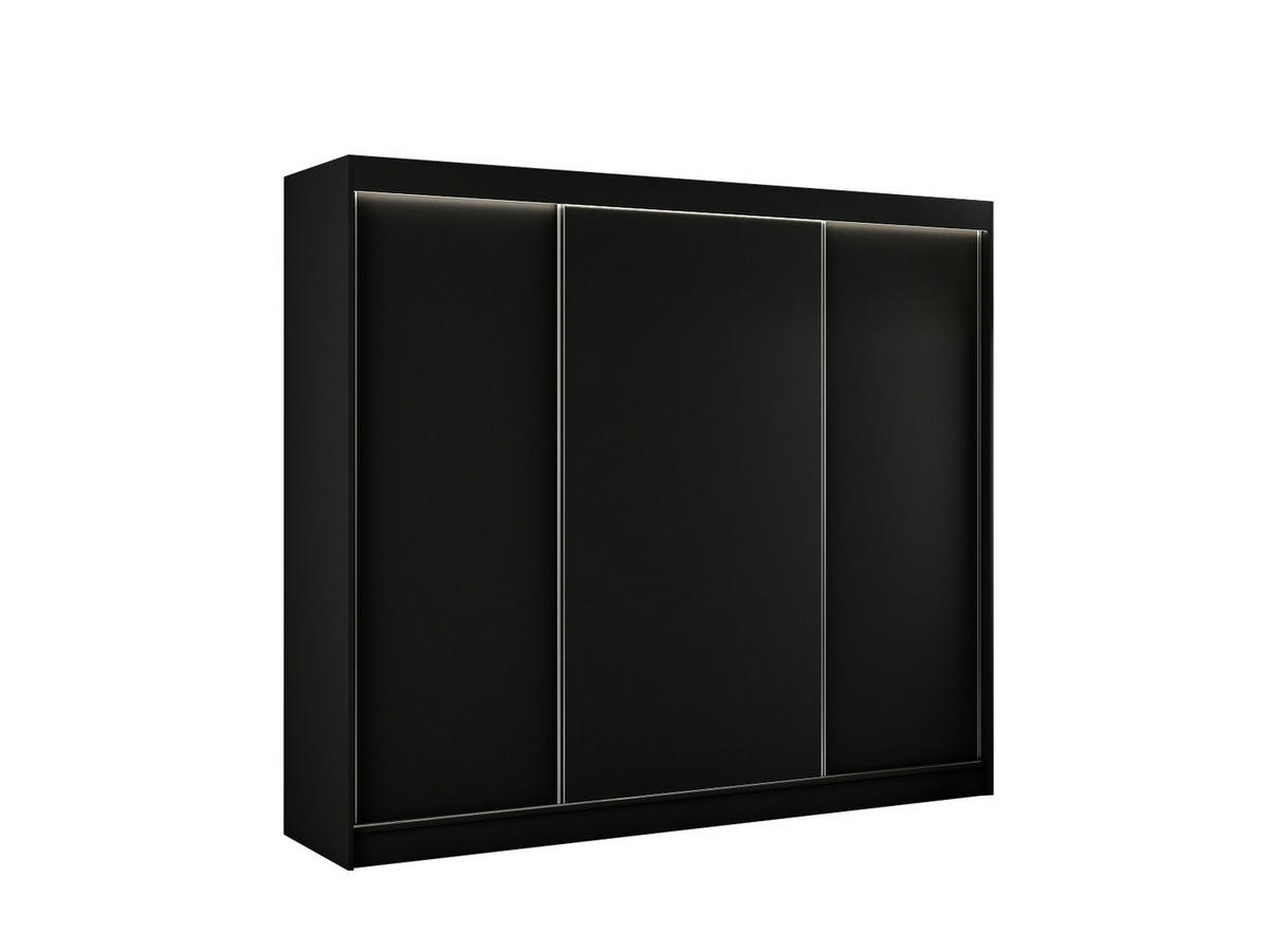 KLEIDERSCHRANK BEROG - 250 cm - Schwarz - Schwarz, Holzwerkstoff (250/215/61cm) - ALTDECOR