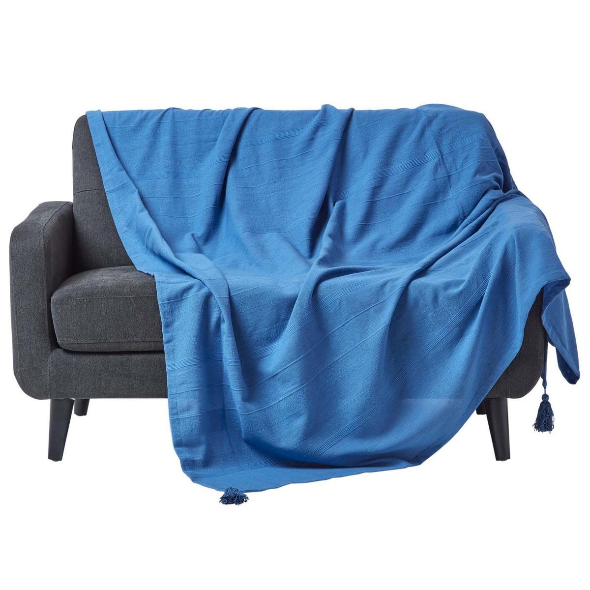WOHNDECKE Rajput 150/200 cm, 100% Baumwolle - Blau, Textil (150/200cm) - Homescapes