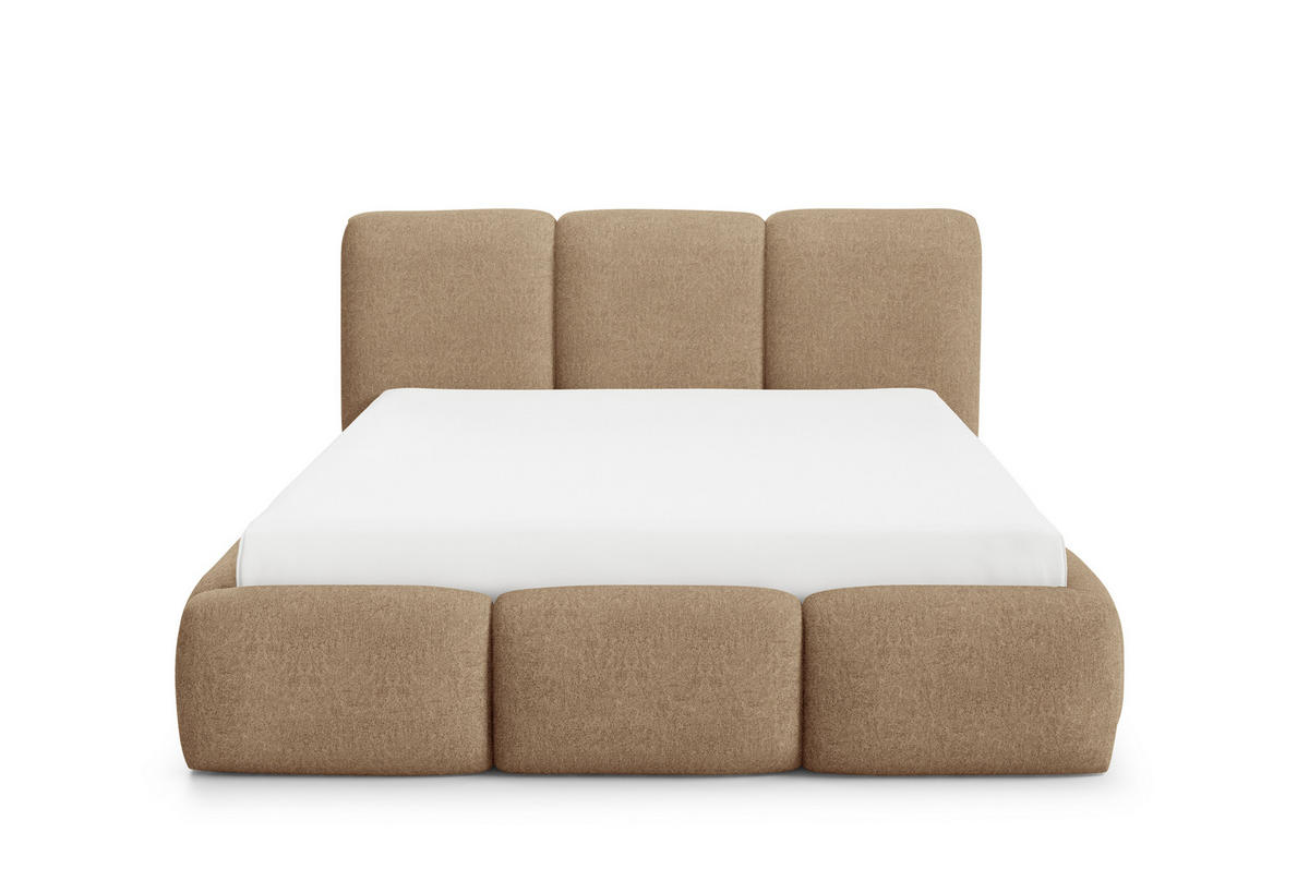 POLSTERBETT BOVA 180x200 cm mit Bettkasten,Lattenrost,Doppelbett,Boxspringbett-Optik-Cappuccino - Cappuccino, Holz (180/200cm) - Furnistar