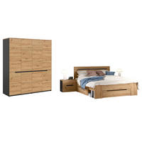 SCHLAFZIMMER Eiche Artisan, grau 4-teilig, Set mit Kleiderschrank, Bett und 2x Nachttisch - Eiche Artisan/Grau, Holzwerkstoff/Metall - Inn.Furn