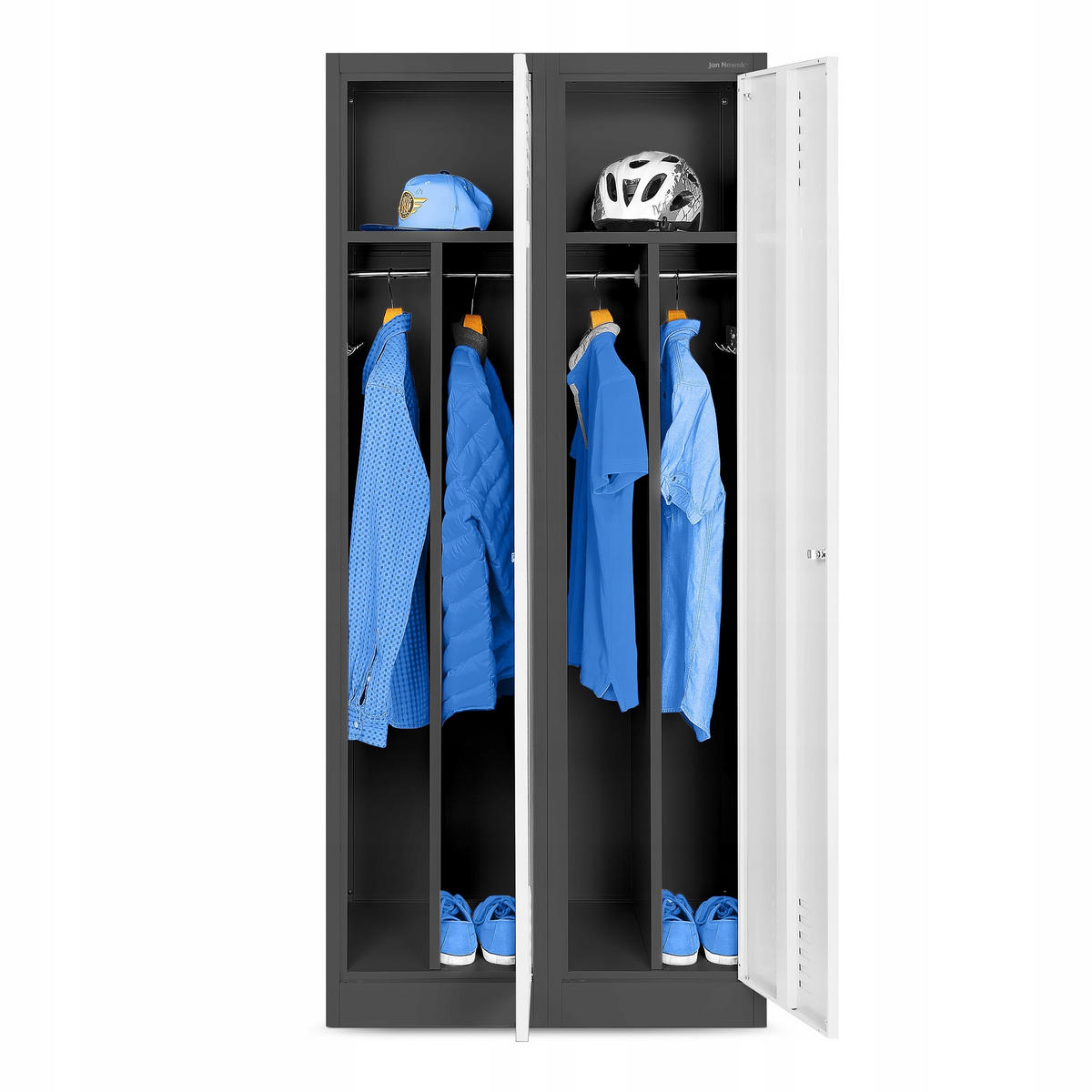 UMKLEIDESCHRANK KACPER - Anthrazit/Weiß, Metall (80/180/50cm) - Jan Nowak