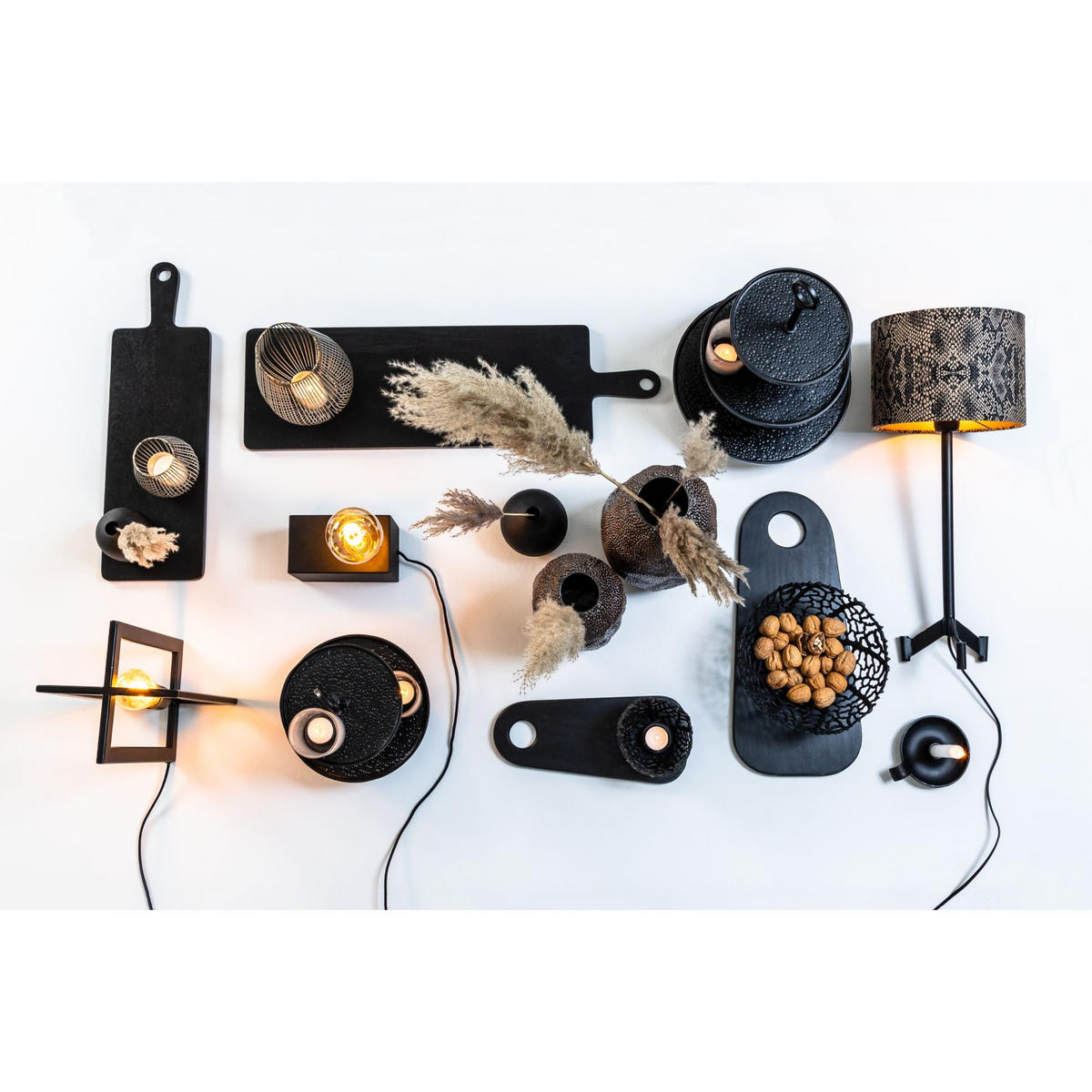 ETAGERE Lutek Schwarz 24/24/37 cm - Schwarz, Metall (24/37cm) - Light & Living