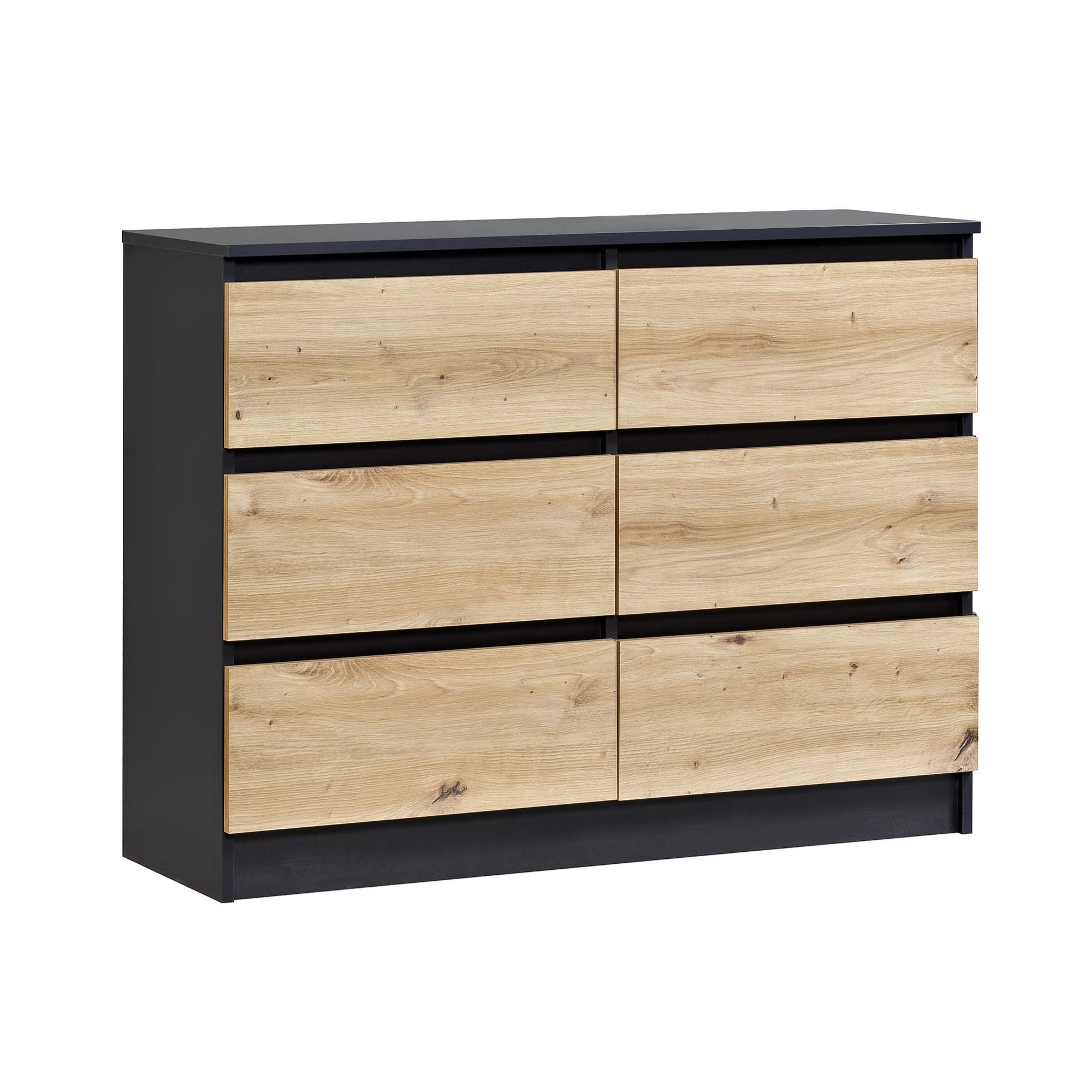 Home Collective KOMÓDA so 6 zásuvkami, šírka 95 cm, v antracitovej farbe, dub artisan
