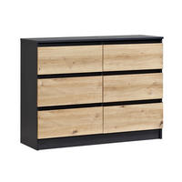 KOMMODE mit 6 Schubladen 100cm breit in anthrazit artisan-eiche - Anthrazit/Eiche Artisan, Holz (100/77.5/31cm) - Home Collective