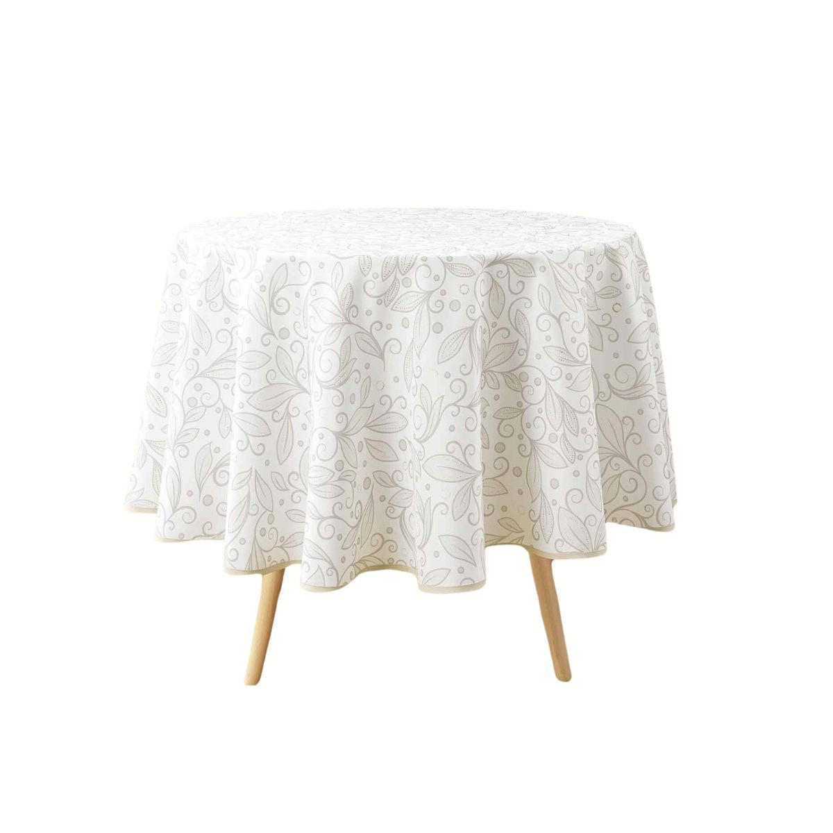 TISCHDECKE Leya Ø 180 cm mit glänzender Verzierung - Beige, Textil (180cm) - Douceur d´intérieur