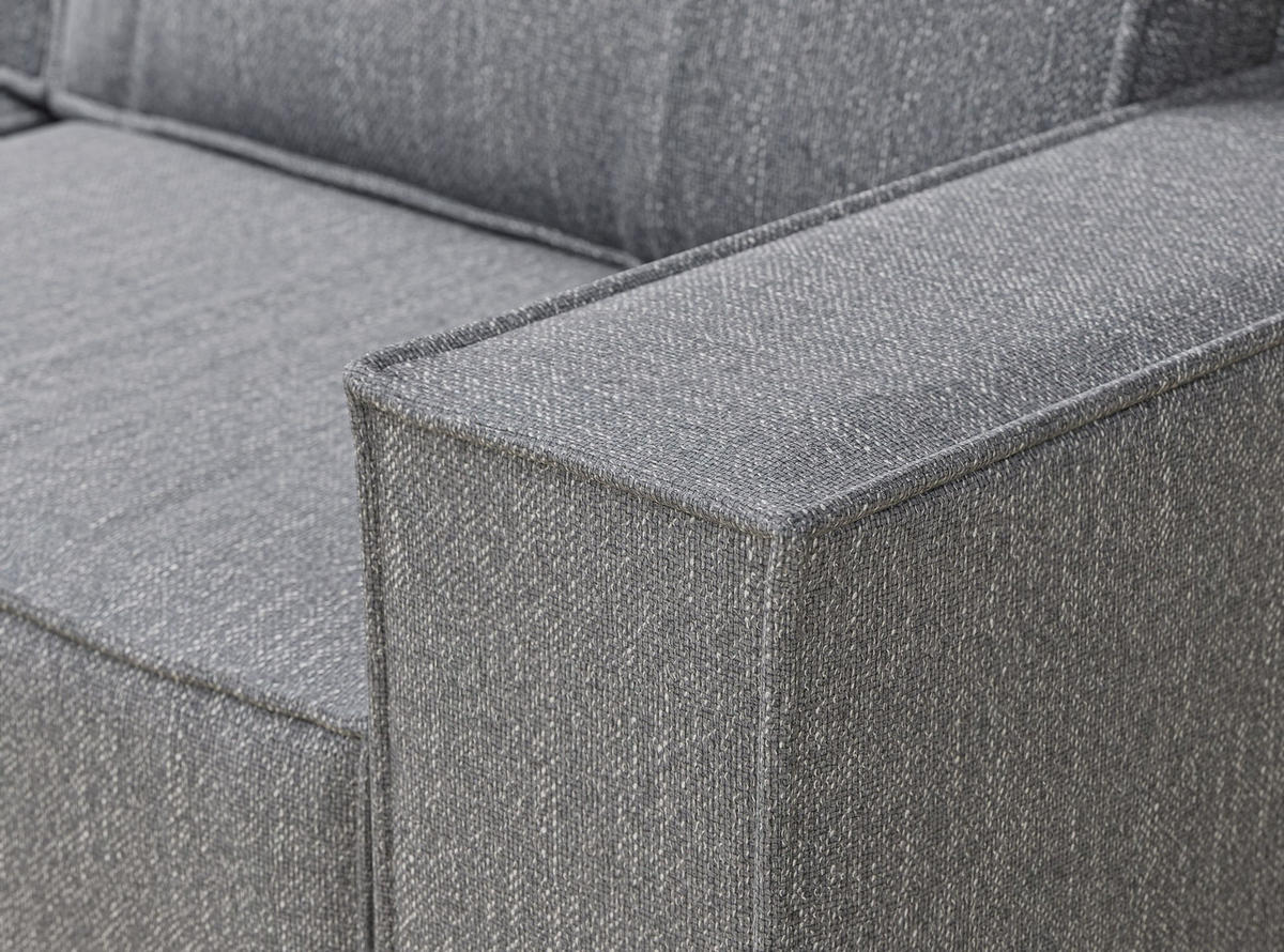 ECKSOFA MIT SCHLAFFUNKTION Zaya Grau Webstoff - Schwarz/Grau, Holz/Holzwerkstoff (255/148cm) - Maison de Reve