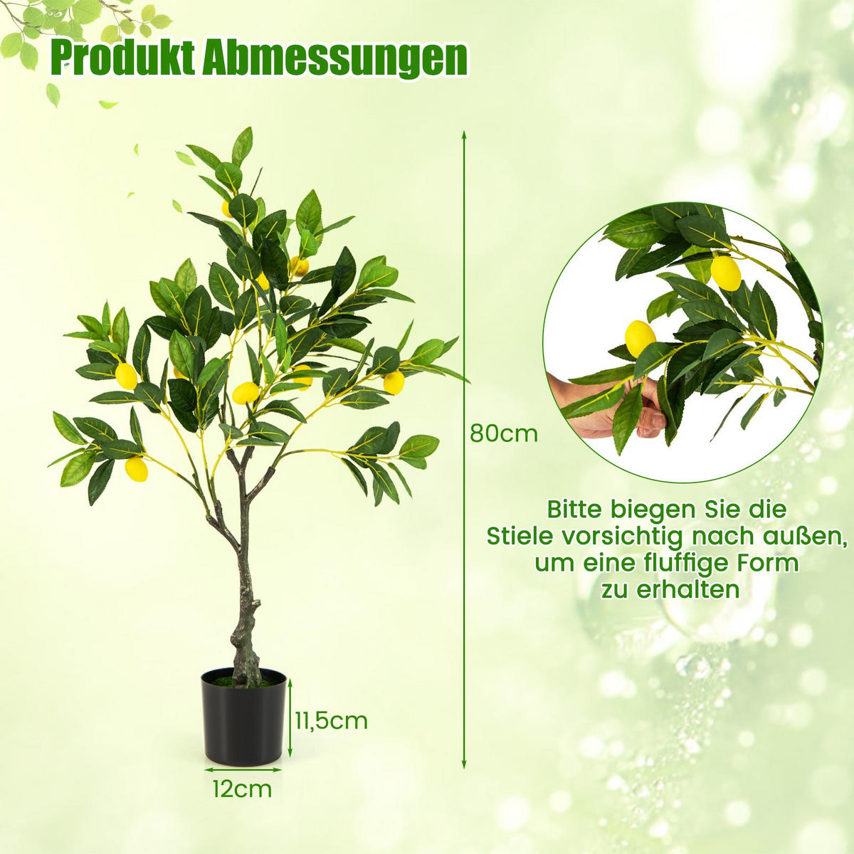 ZITRONENBAUM Grün - Grün, Kunststoff (80cm) - COSTWAY