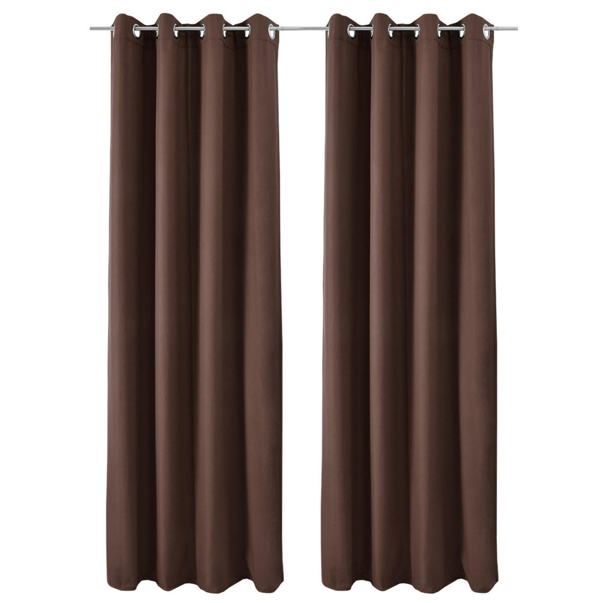 VORHANG Amelie TO mit Öse 140x245cm Braun (2tlg) - Braun, Textil (140/245/1cm) - Beautissu 