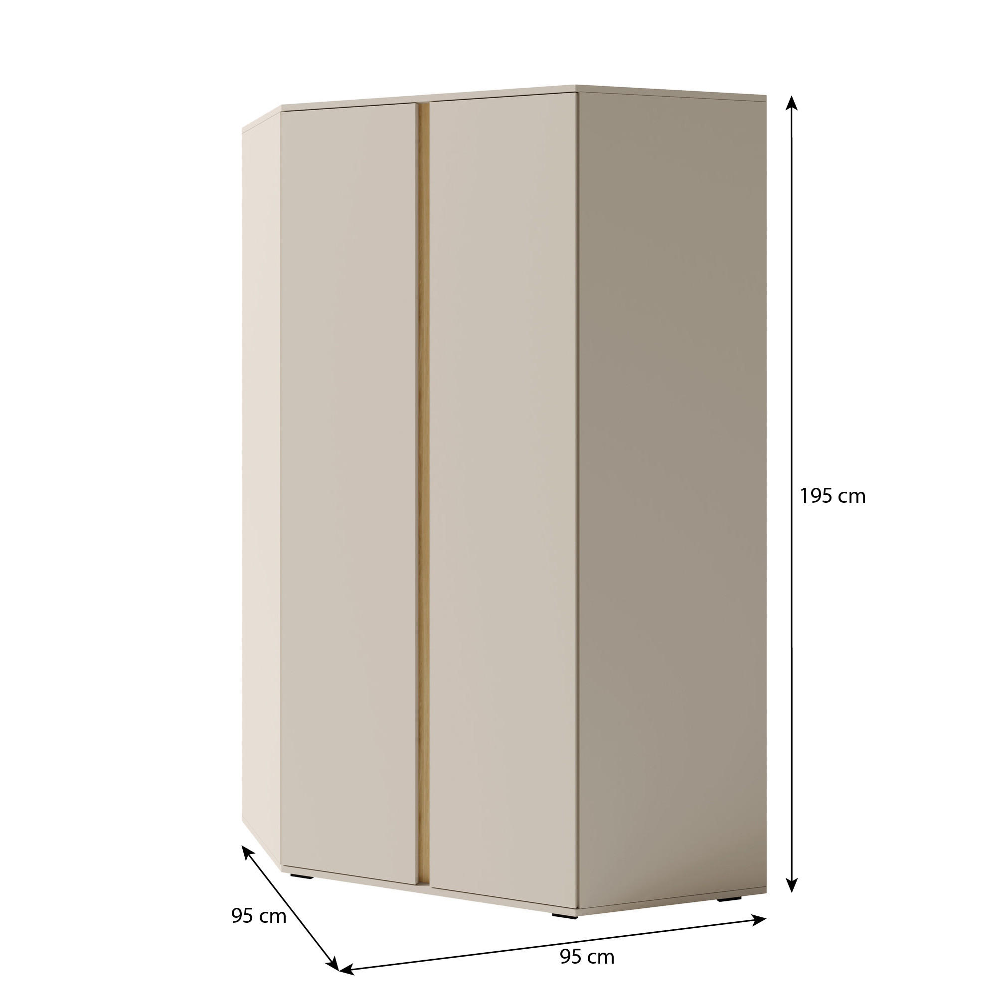 Thumbnail - Beautysofa Eckschrank, Beige, Holzwerkstoff, 95x195x95 cm, Schlafzimmer, Kleiderschränke, Eckschränke