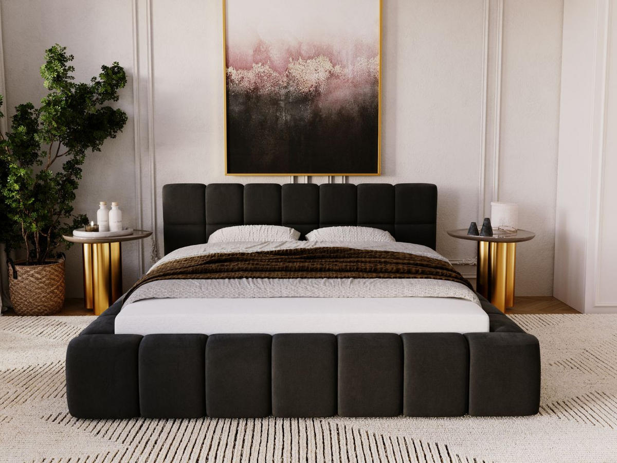 POLSTERBETT Alicante 140x200 Schwarz - Schwarz, Textil (140/200cm) - Graingold