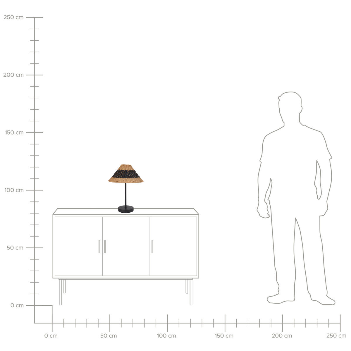 TISCHLEUCHTE Schwarz/Beige Momba - Beige/Schwarz, Papier (30/30/40cm) - Beliani