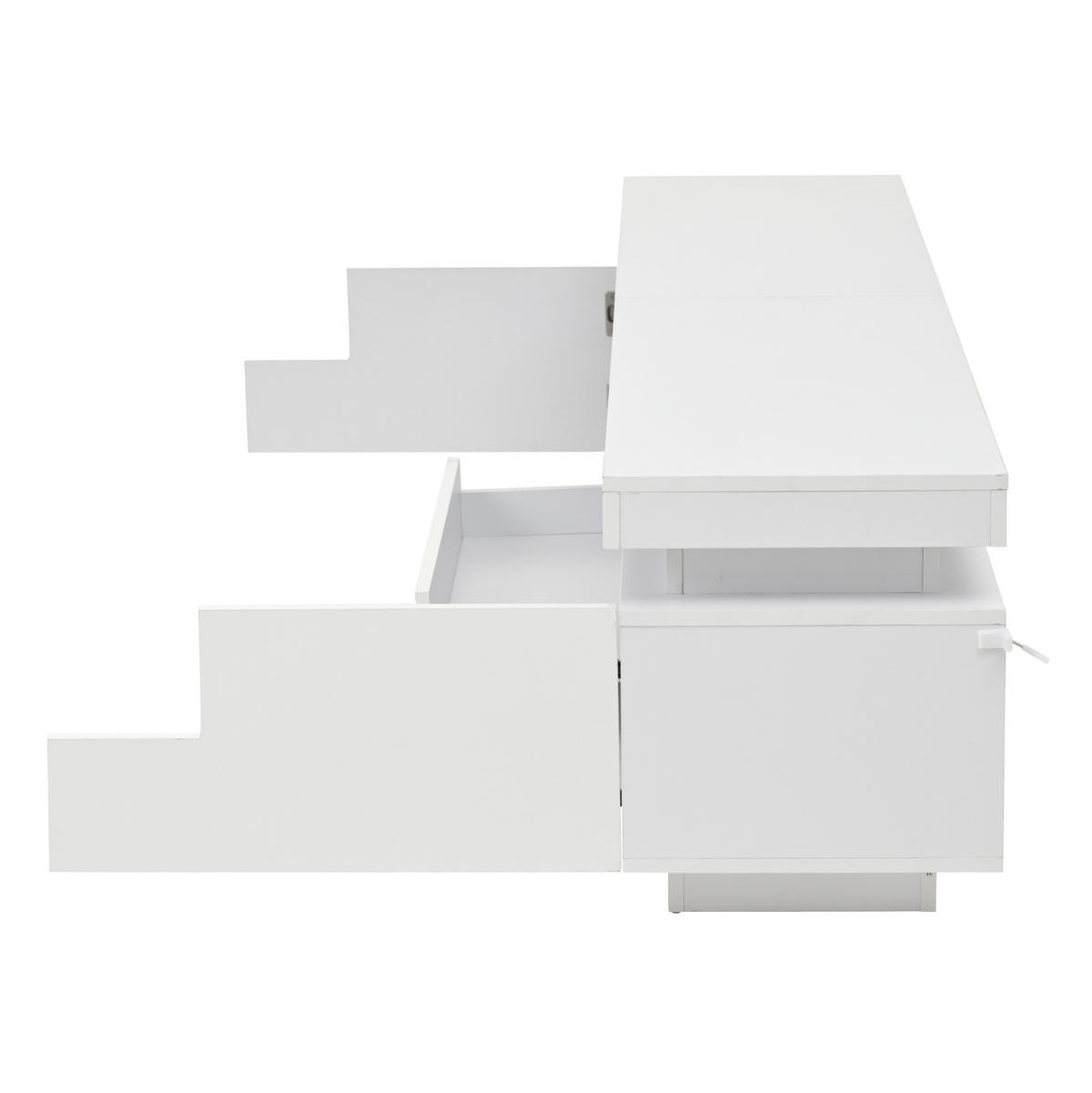 LOWBOARD 175/38/45 cm aus Spanplatte mit LED-Beleuchtung und Hochglanzfronten Weiß - Weiß, Holzwerkstoff (175/45/38cm) - Modenvie