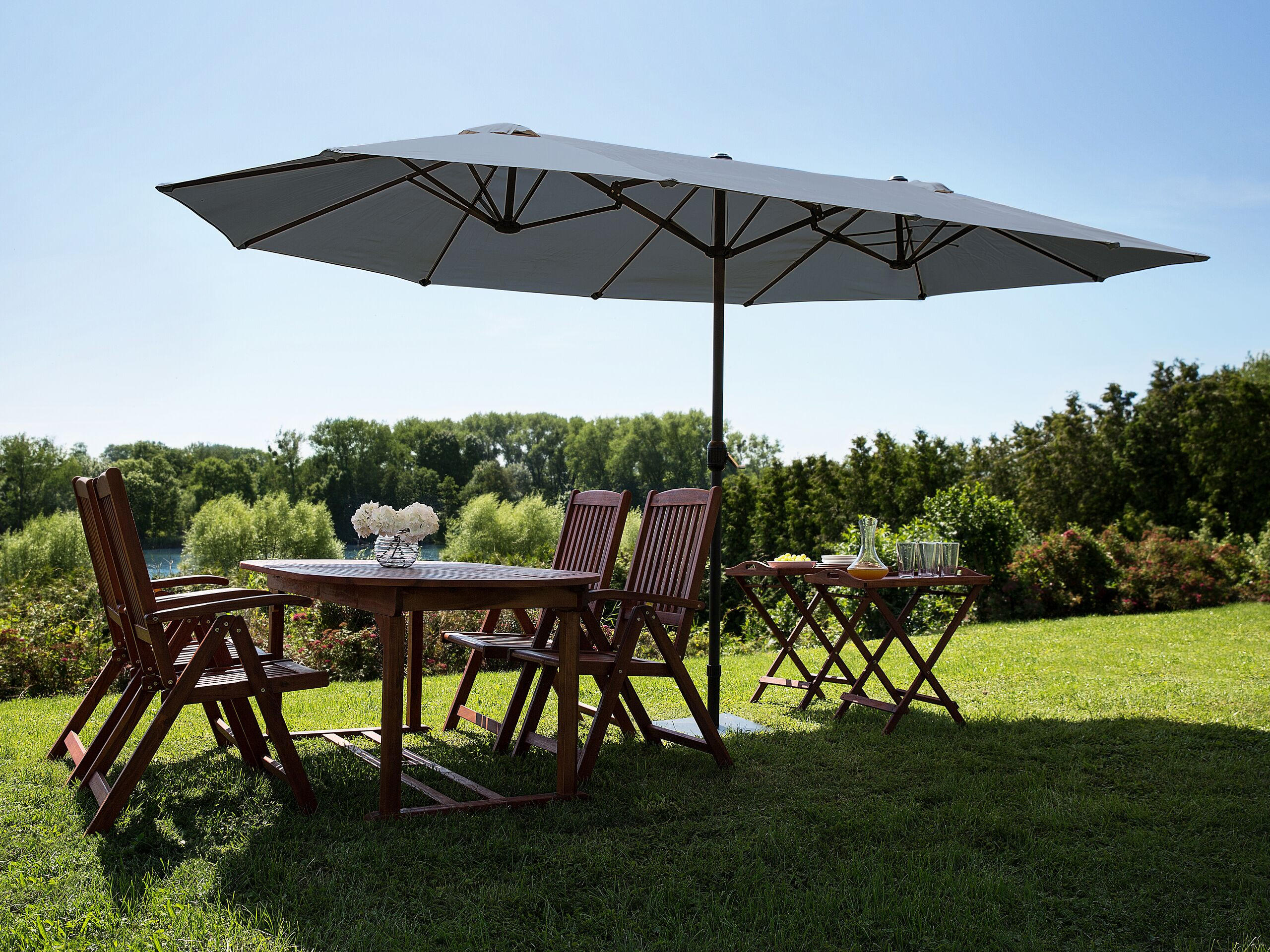 DOPPELSONNENSCHIRM dunkelgrau 270/460/247 cm Sibilla - Grau, Textil (460/270cm) - Beliani