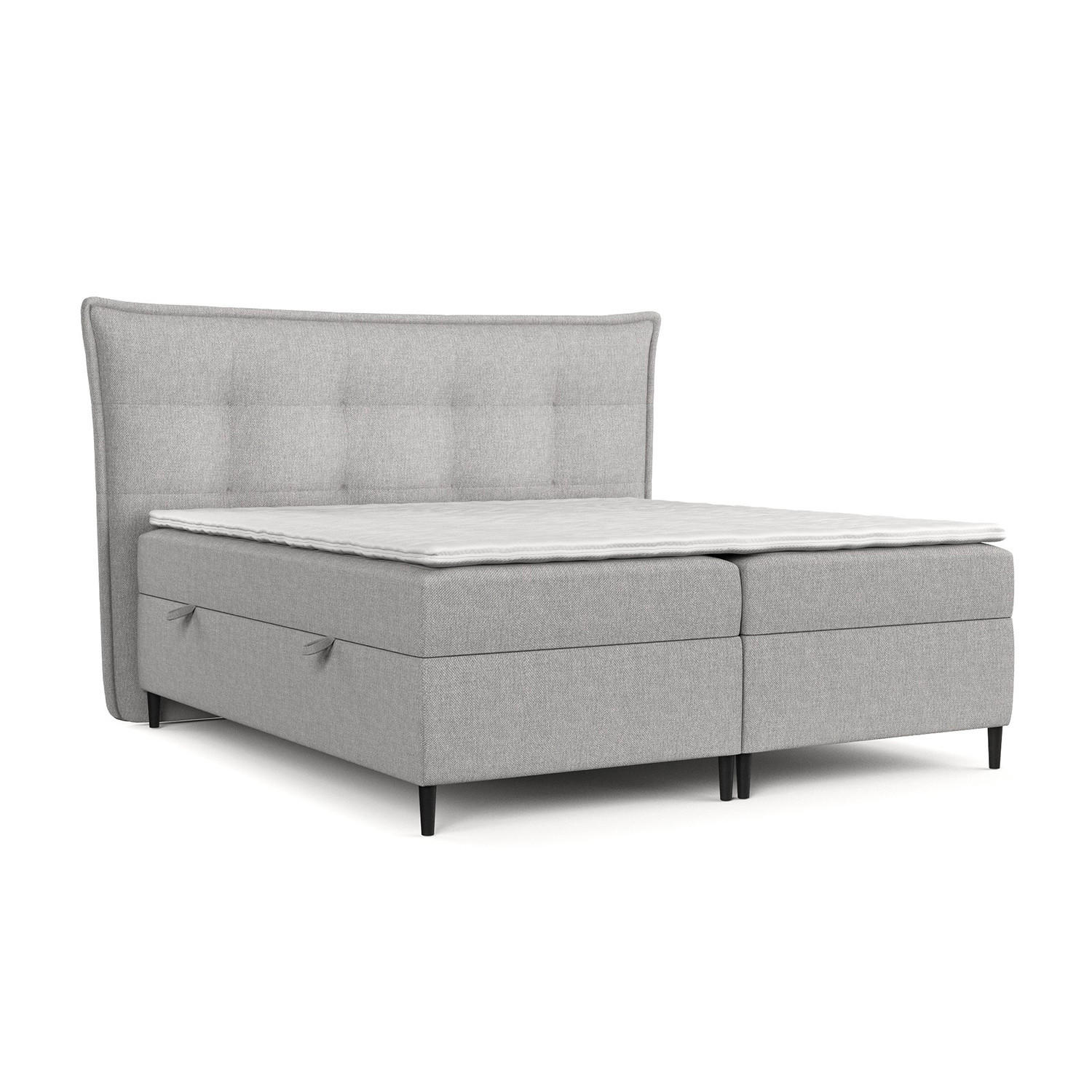 BOXBETT Las Palmas 200/200 cm Graubeige im Megan Stoff - Schwarz/Grau, Holz/Holzwerkstoff (200/200cm) - AltaBeds