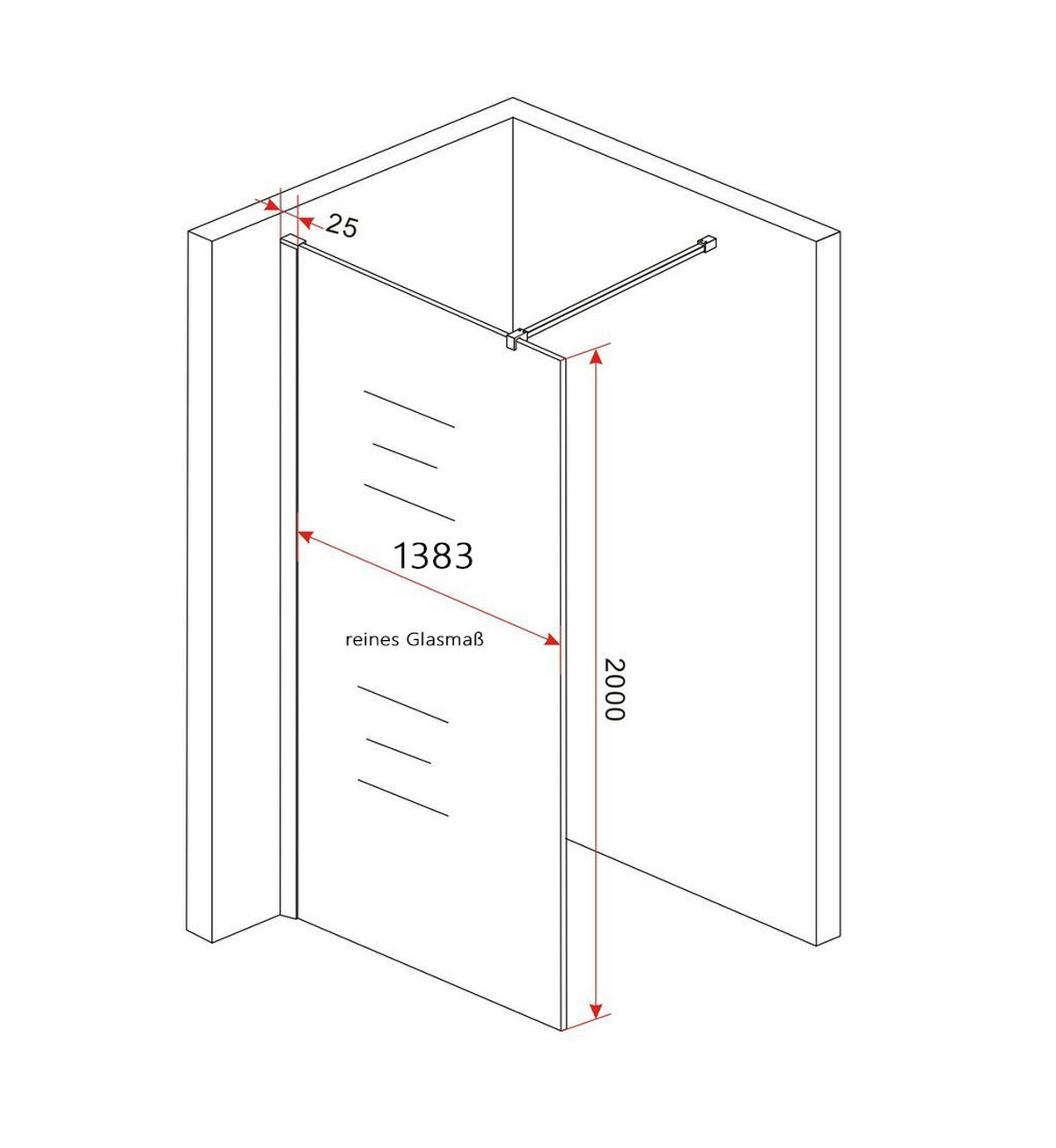 DUSCHWAND TIPO Klar 140 x 200 cm 8 mm ESG - Klar, Glas (140/200cm) - Glasdeals