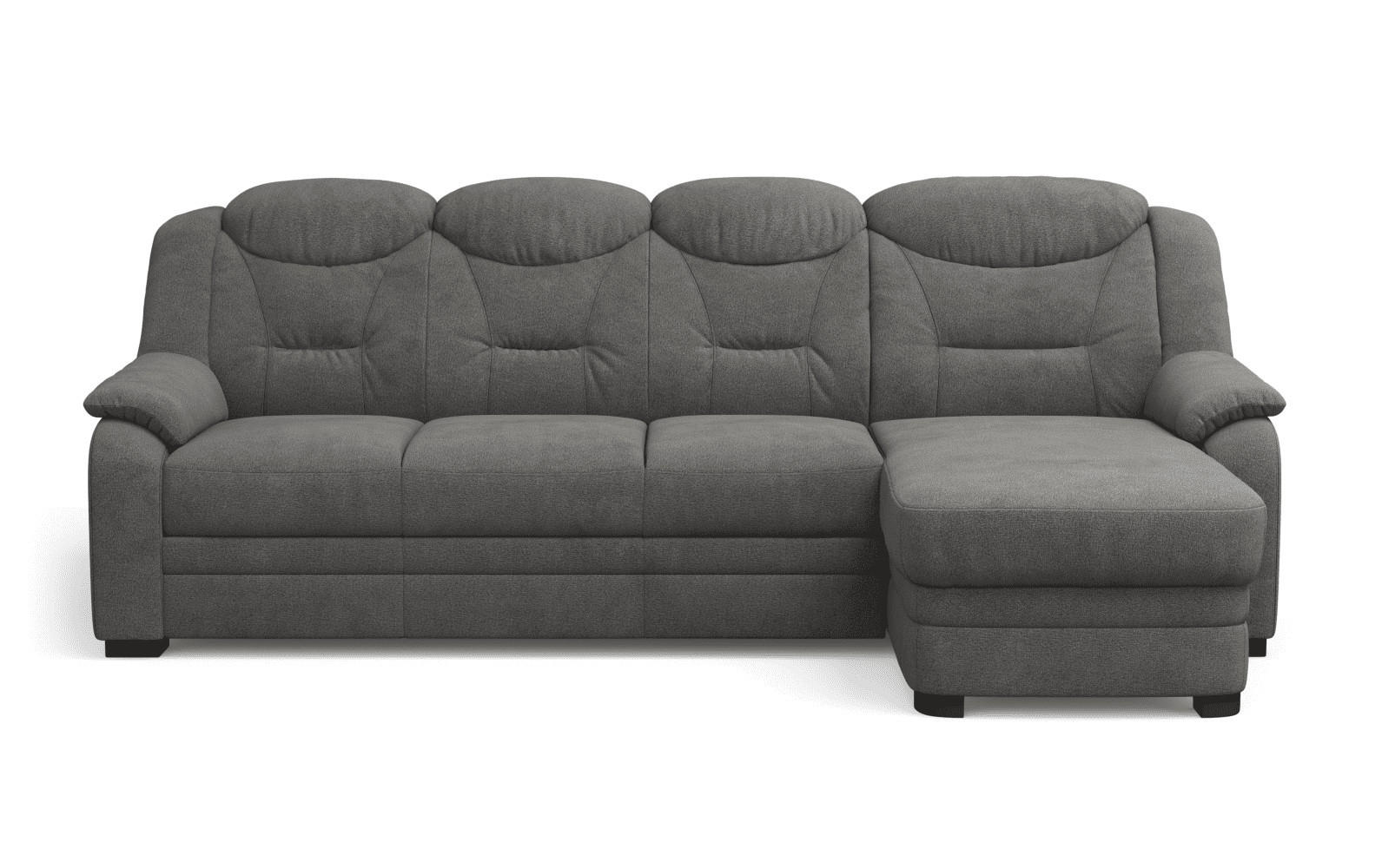 ECKSOFA mit Schlaffunktion – weiches Chenille-Gewebe - Anthrazit/Schwarz, Holz/Kunststoff (162/257cm) - Cotta