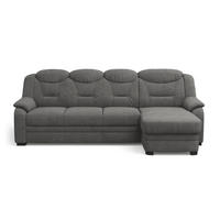 ECKSOFA mit Schlaffunktion – weiches Chenille-Gewebe - Anthrazit/Schwarz, Holz/Kunststoff (162/257cm) - Cotta