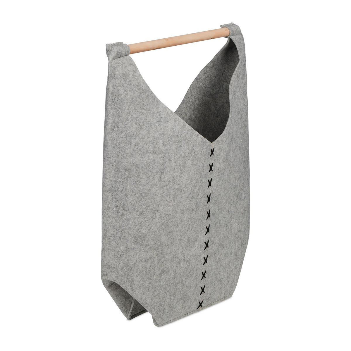 WÄSCHESAMMLER - Grau, Holz/Textil (62/68/34.5cm) - Relaxdays