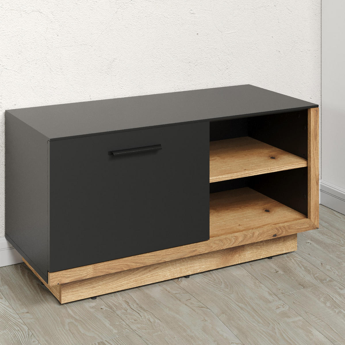 GARDEROBENBANK Synnax Grau - Grau, Holzwerkstoff (90/90/48cm) - ebuy24