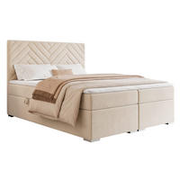 BOXBETT NEREA 160/200 cm mit Matratze und Topper, Creme - Creme, Textil (160/200cm) - Idohome
