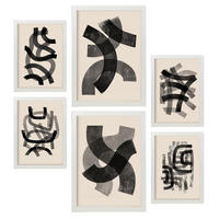 POSTER Set Mit 6 Gekrümmte Frames 1 In Form Abstracts Ästhetische Dekorative Gemälde Für Ihr Wohnzimmer, Schlafzimmer, Zuhause A3 & A4 Weißer Rahmen - Weiß, Papier (29/3cm) - Nacnic