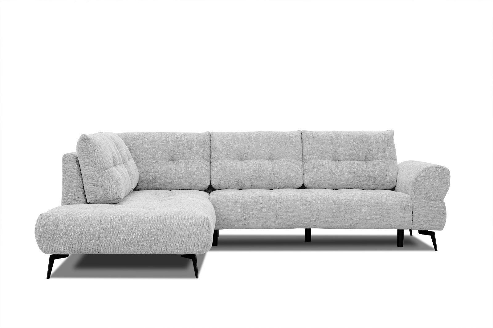 ECKSOFA SALVINI 5-Sitzer, hellgrau - Hellgrau/Schwarz, Holzwerkstoff/Textil (158/292cm) - Courtois Laville