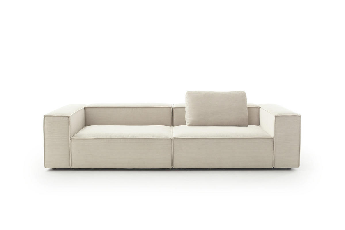 SOFA CARMO Weiß Cord - Schwarz/Weiß, Kunststoff/Textil (306/68/118cm) - KAWOLA