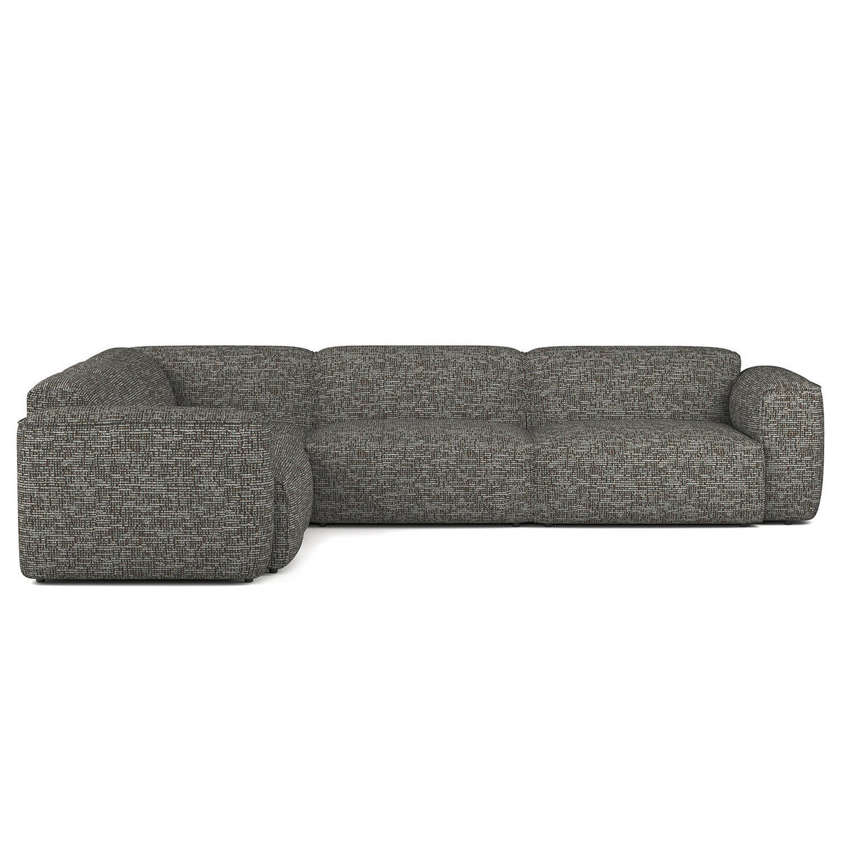 ECKSOFA mit Rundecke - Schwarz/Grau, Kunststoff/Textil (325/260cm) - home24