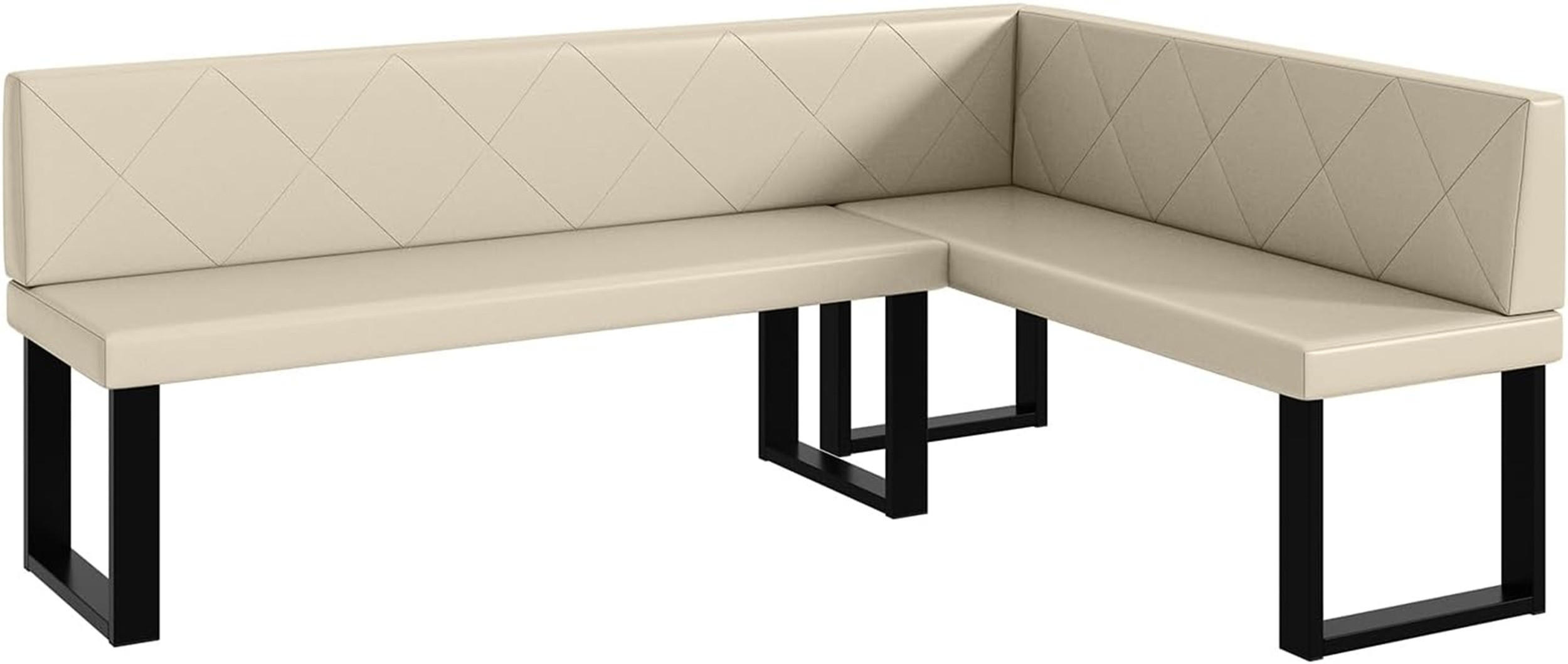 ECKBANK ERIC_U - Creme, Leder (142/196cm) - Meblini
