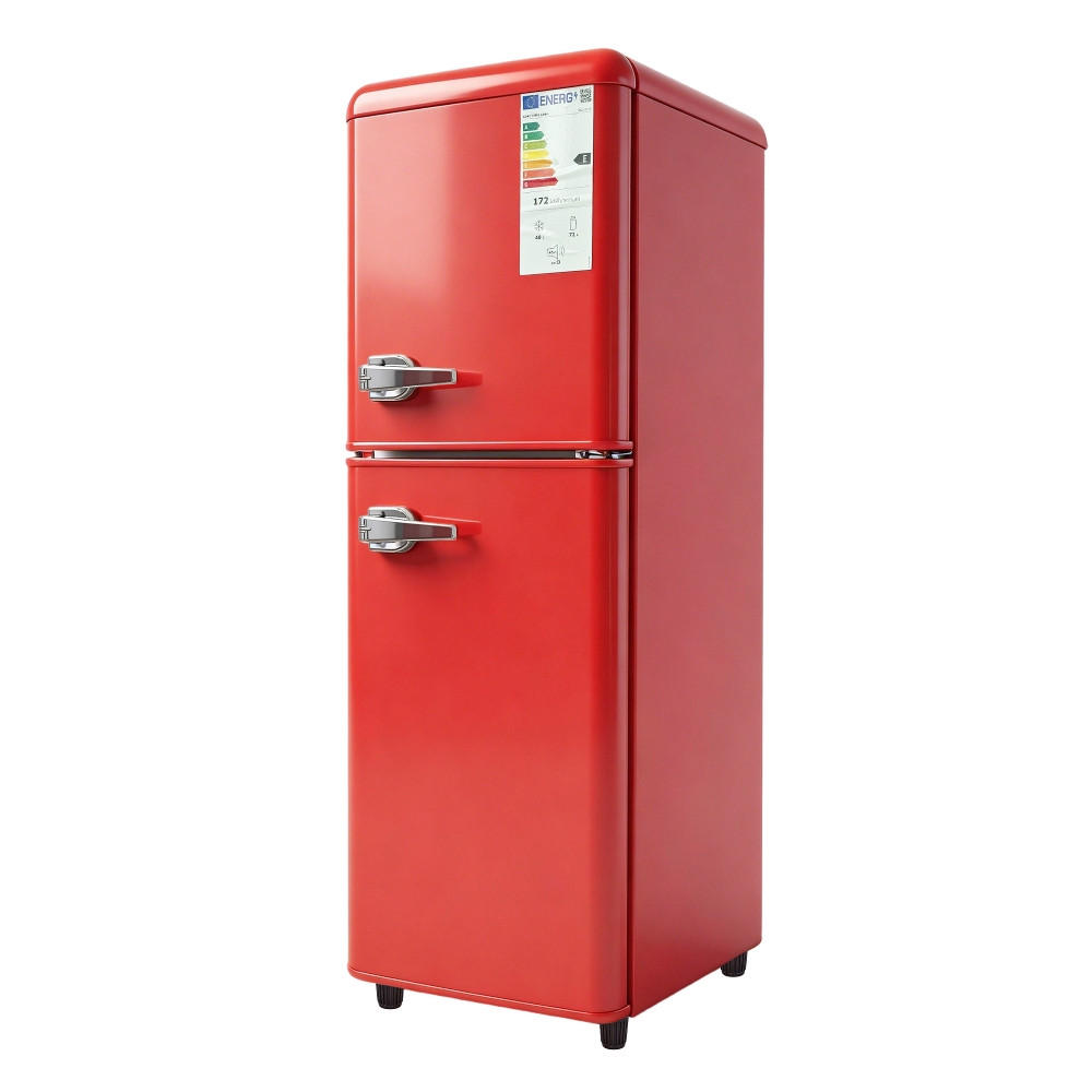 KÜHL-GEFRIER-KOMBINATION mit Gefrierfach, 112L KOMPAKTKÜHLSCHRANK, 7 Temperaturstufen, Rot, für Büro und Küche, 41/114,5/48,5 cm - Rot, Metall (47.5/121.5/47.5cm) - Rolipo