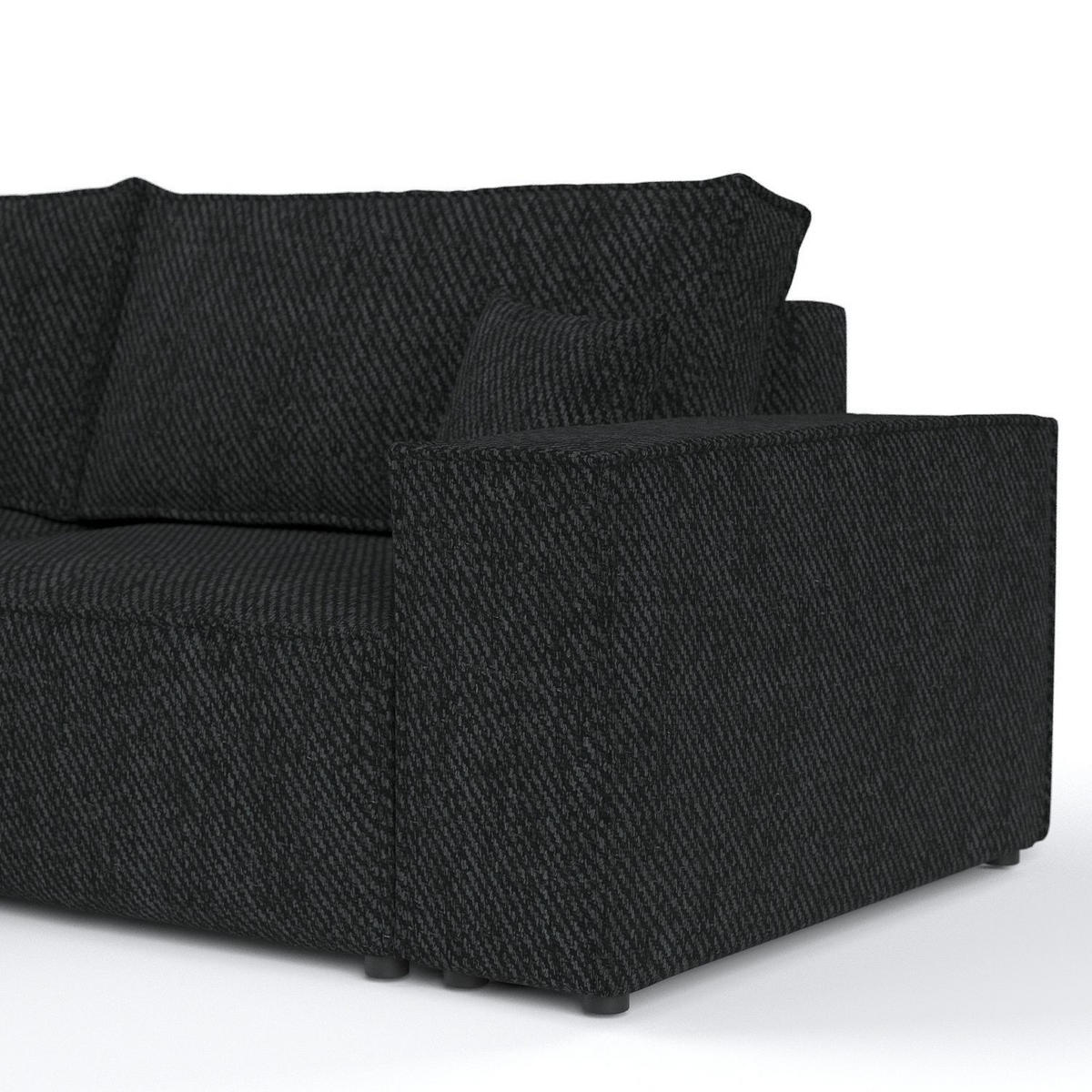 ECKSOFA AVION mit Schlaffunktion Schwarz im Neve Stoff - Schwarz, Holz/Holzwerkstoff (253/148cm) - AltaBeds