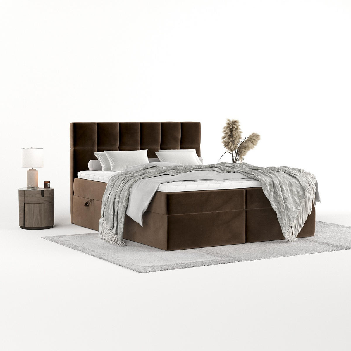 POSTEL BOXSPRING VARENO 180/200 Hnědá - černá/hnědá, kov/dřevo (180/200cm) - AltaBeds