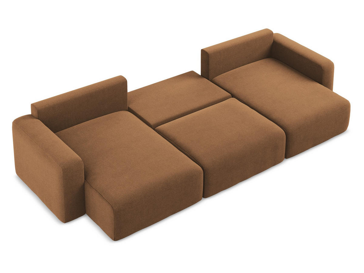 WOHNLANDSCHAFT Strukturstoff Stoff Orange - Beige/Terra cotta, Kunststoff/Textil (332/79/149cm) - Makamii