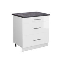 KÜCHENUNTERSCHRANK Fame-Line Weiß Hochglanz 80 cm mit 3 Schubladen AP Anthrazit - Weiß Hochglanz/Weiß, Holzwerkstoff (80/82/60cm) - Vicco