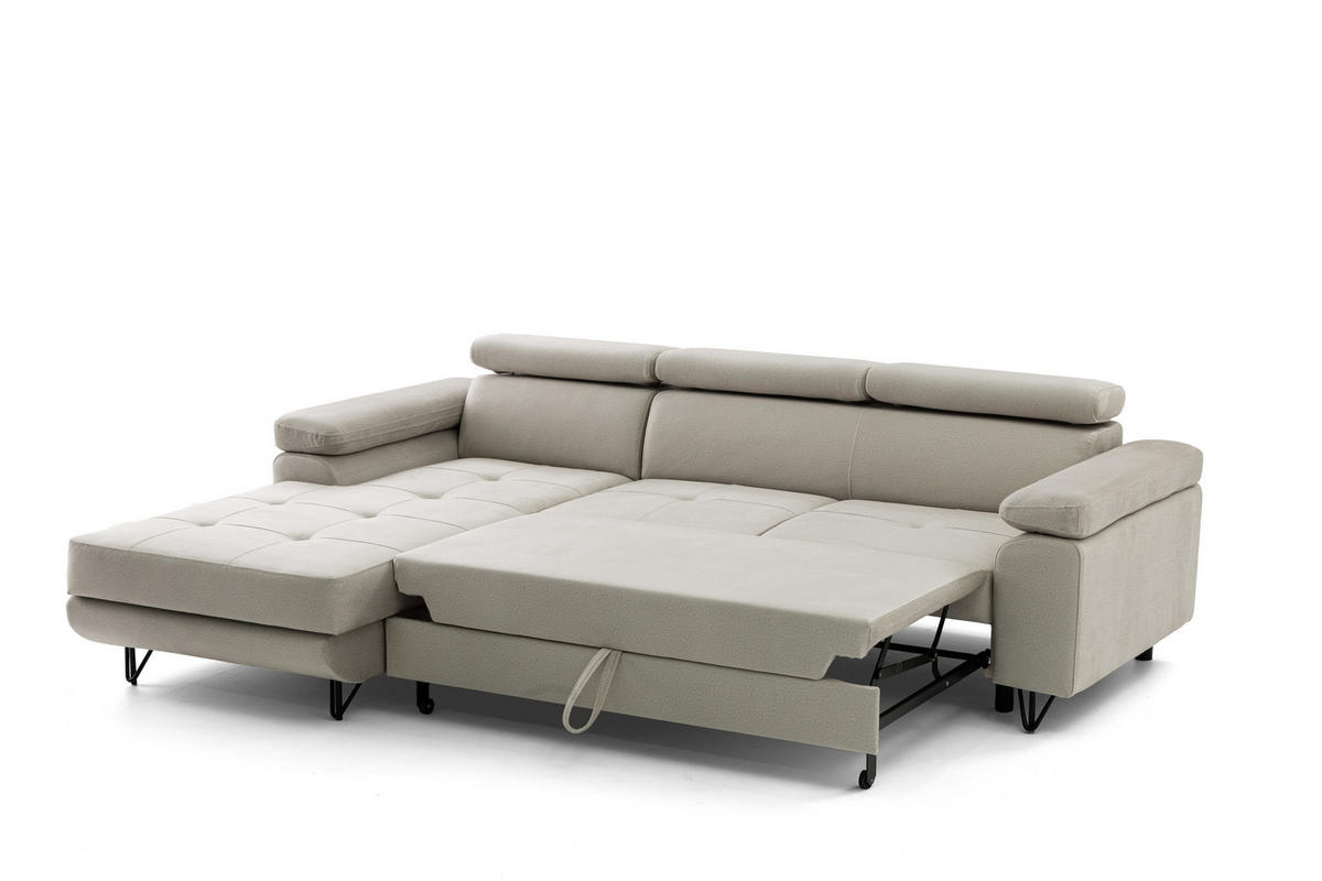 ECKSOFA NORIS L Beige mit Schlaffunktion Links - Beige, Holz/Textil (250/183cm) - Muffo