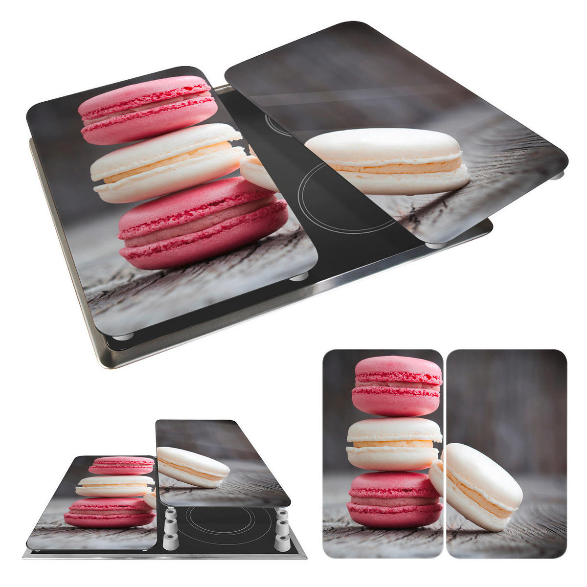 GLASSCHUTZPLATTEN für Herd — 2 Stück Macarons 52/30 cm - Anthrazit, Glas (30/52cm) - Wenko