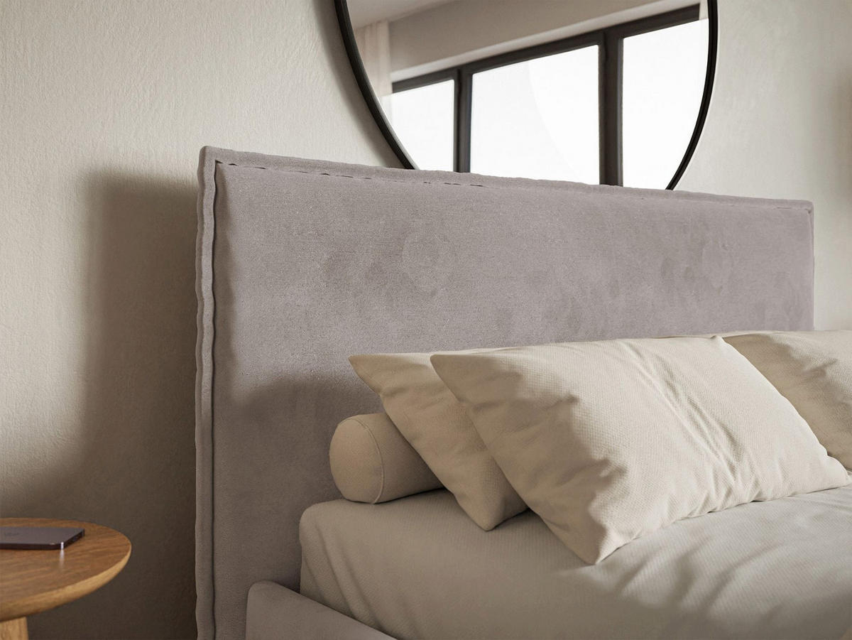 POLSTERBETT Softie Slim Taupe Velours 140x200 - Graubraun, Textil (140/200cm) - Selsey
