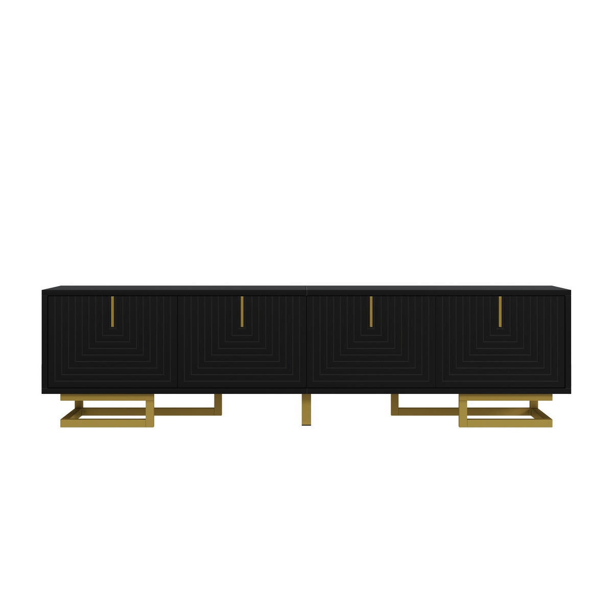 TV-SCHRANK mit 4 Türen 160 x 38 x 44,5 cm Schwarz mit goldfarbenen Details - Schwarz, Holzwerkstoff (38/44.5/160cm) - Beauniv